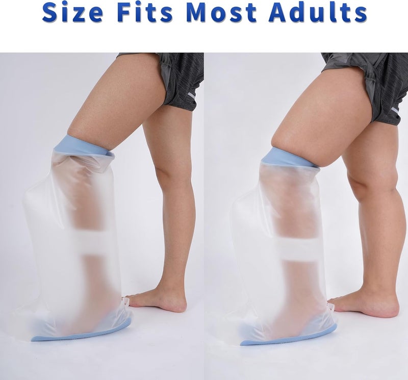 CureSquad Adult Calf Waterproof Cover, Widen Waterproof Protective Sleeve, Double Deep-grooved Anti-Slip Strips on Sole, Keeps Wound Bandages and Casts Dry, Suitable for Ankle, Calf, Knee - Image 3